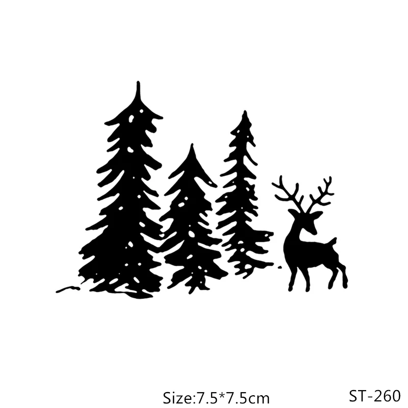 

AZSG Pine Tree And Deer Clear Stamps/Seals For DIY Scrapbooking/Card Making/Album Decorative Silicone Stamp Crafts