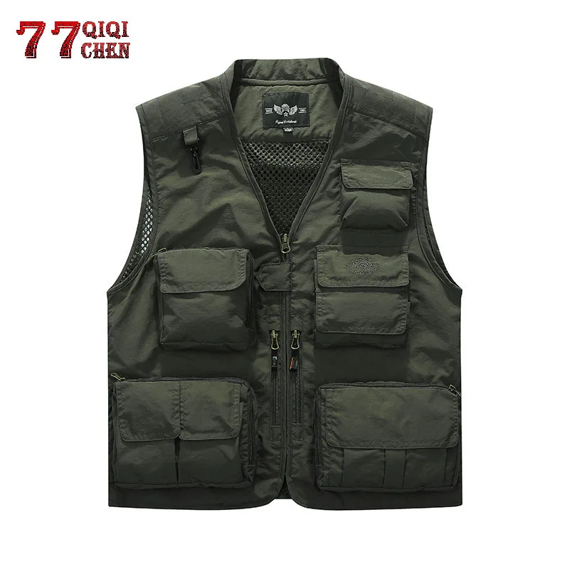 

Military Tactical Mesh Vest Men Breathable Photographer Shooting Multi pockets Vest tourism Waistcoat hombre Big Size L-4XL