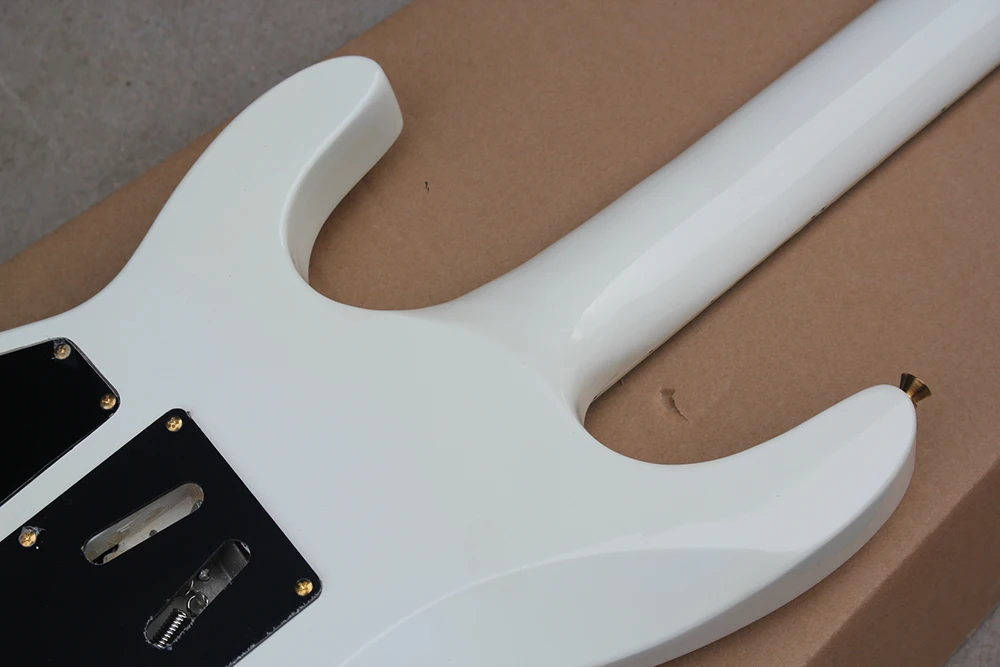 С фабрики белый корпус электрогитара с Floyd Rose, 2 звукоснимателя, Абалон Лады инкрустация, золото Hardwares, предложение по индивидуальному заказу