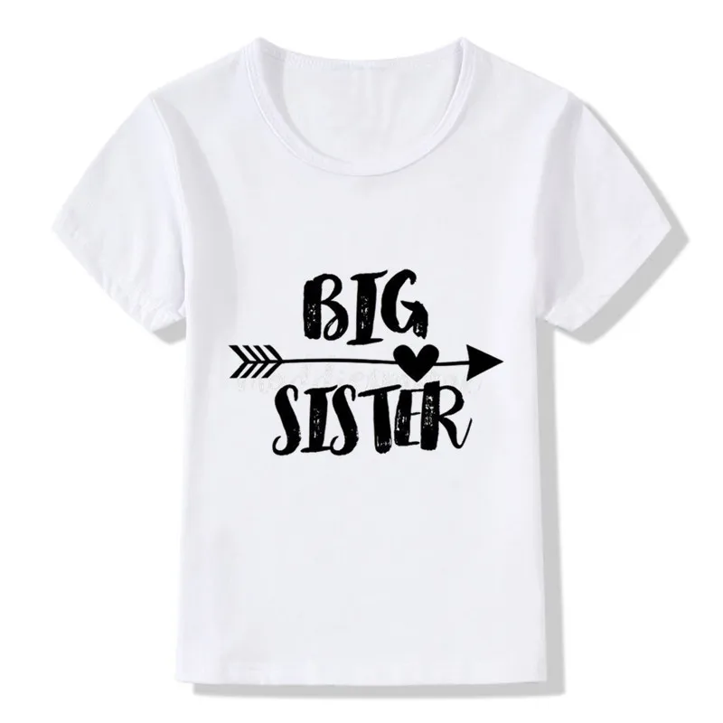 Детские летние топы Детская футболка с принтом Big Sister Одежда единорогом для