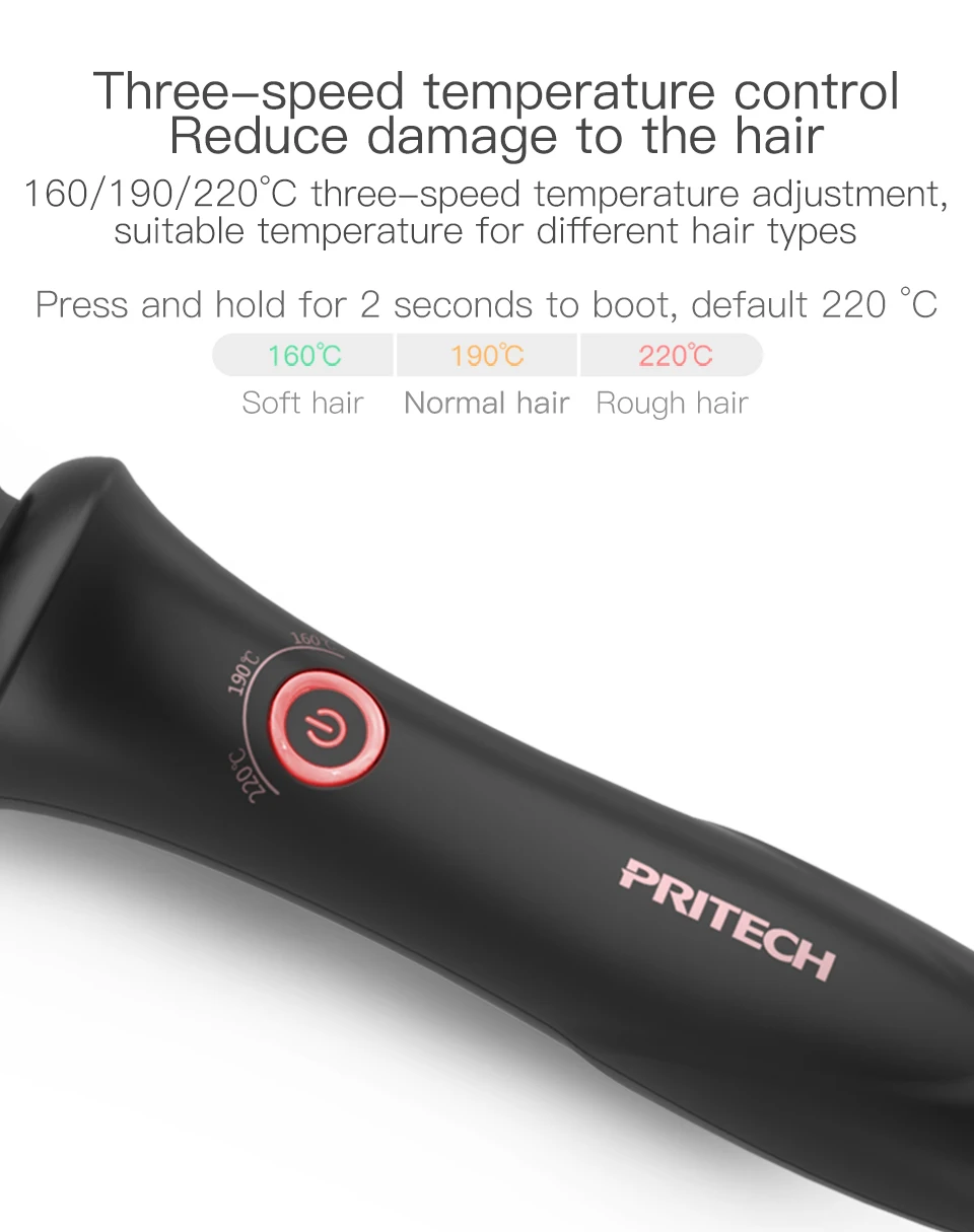 PRITECH керамические щипцы для завивки волос профессиональные щипцы для завивки волос гребень Вращающаяся щетка Ролик Анти-ожоги выпрямление утюжок инструмент для укладки