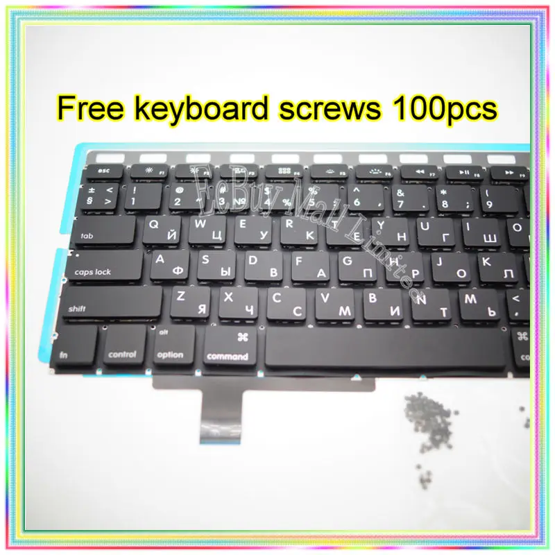 Brand New Small Enter RS Russian keyboard+Backlight Backlit+100pcs keyboard screws For MacBook Pro 17.1&quot A1297 2009-2012 Years |