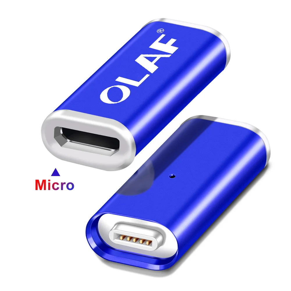 LED Light Magnetic Adapter Transfer Connector Magnetic Micro USB Connector Adapter IOS Android Type-C Magnetic Adapter USB TypeC - Цвет: For Micro USB Blue