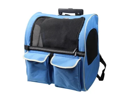 Blue Pet Rolling Carrier Рюкзак роликовая собака колесо вокруг кошки багажная сумка для перевозки животных дорожная сумка-тоут авиакомпания одобрена - Цвет: Blue