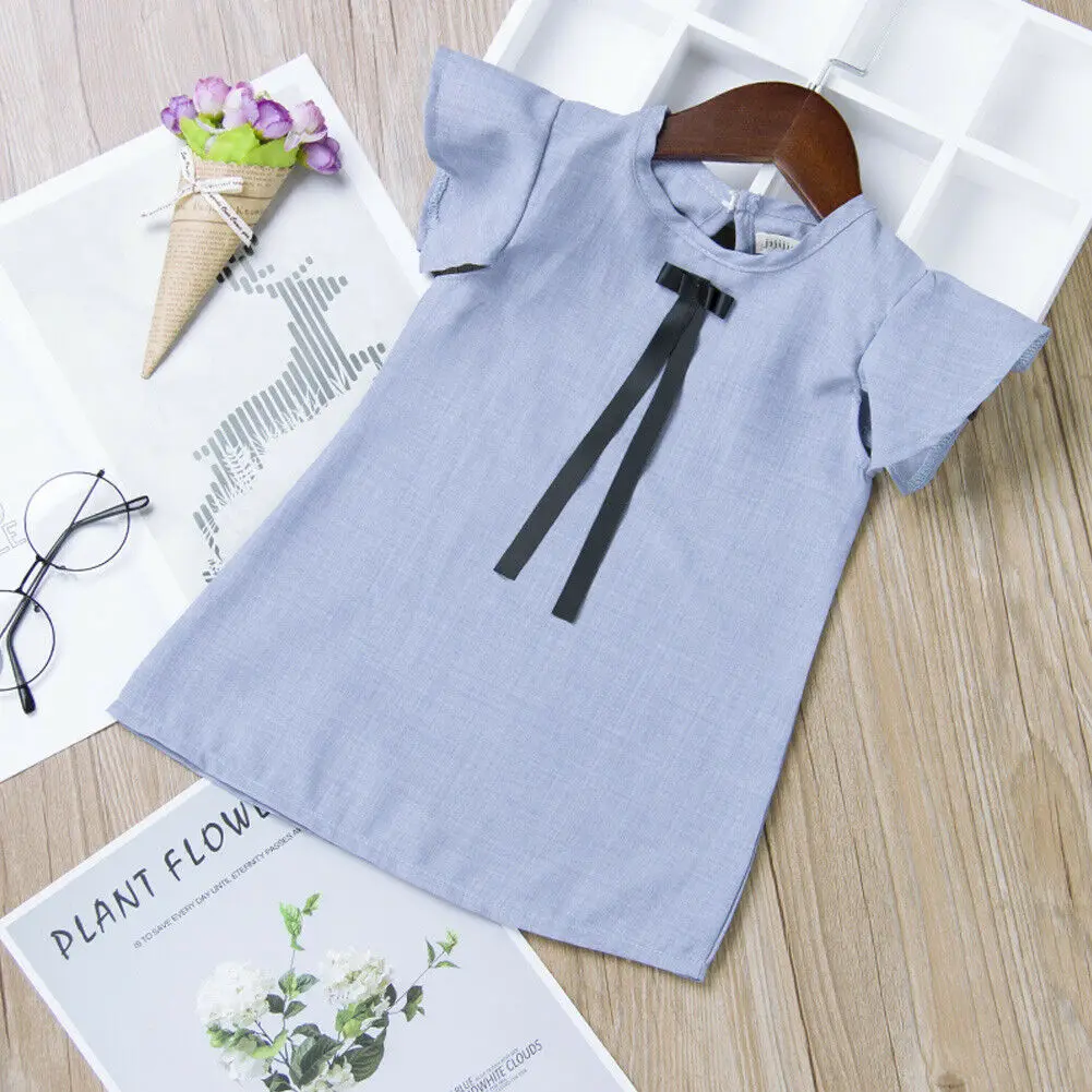 Летнее милое платье для новорожденных девочек однотонное летнее с