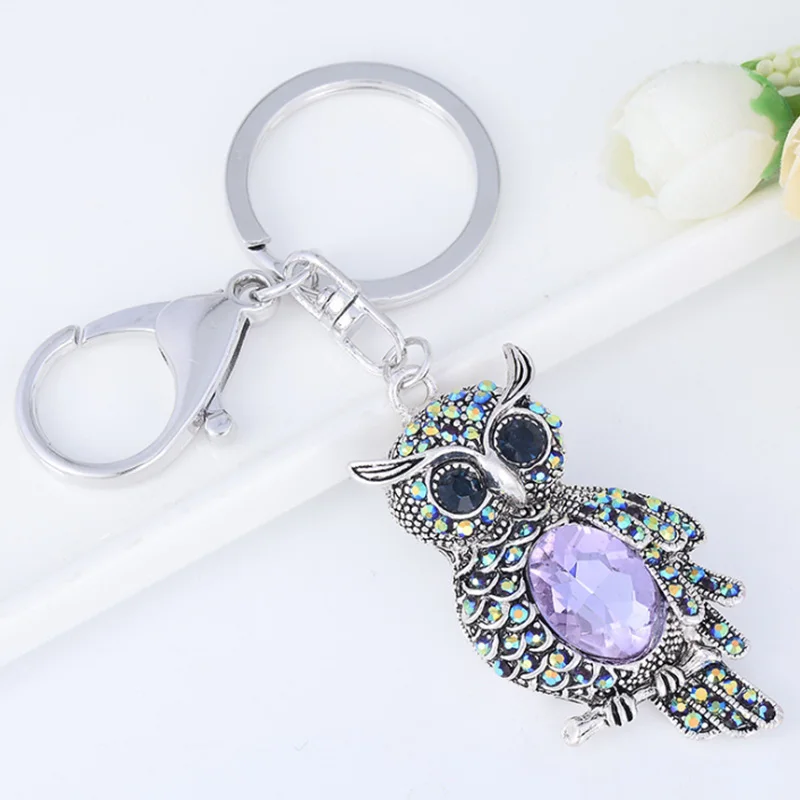 Fashion Cute Rhinestone Crystal Owl Keychain Purse Handbag Car Key Keyring Holder Pendant Women Jewelry Accessories Party Gift | Украшения