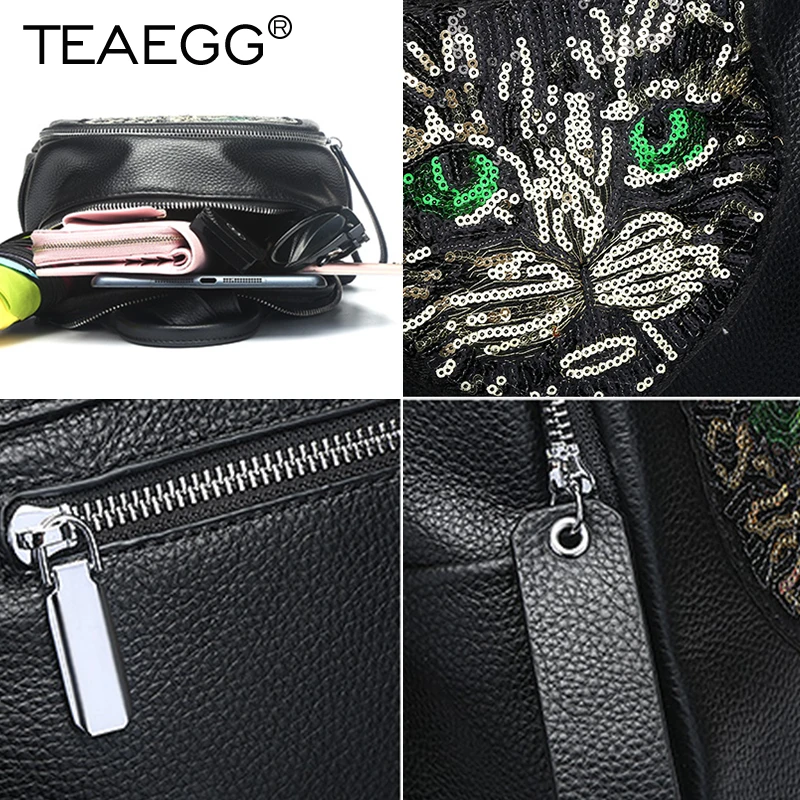 TEAEGG женский рюкзак с принтом кошки из коровьей кожи уличный тренд персональный