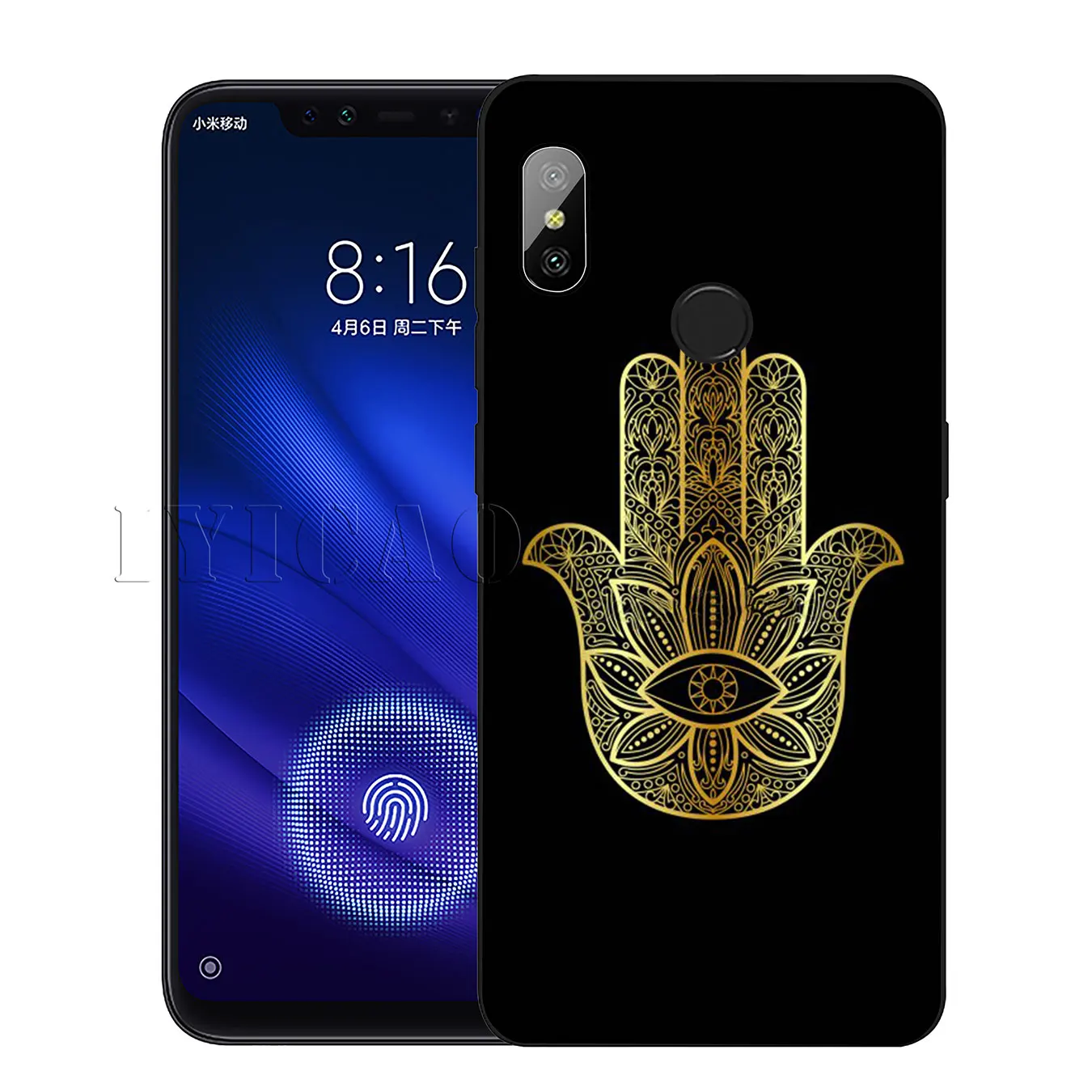 Блестящий силиконовый мягкий чехол IYICAO Hamsa для Xiaomi Redmi 6A 5A Note 8 7 4 4X 5 Plus 6 Pro черный из
