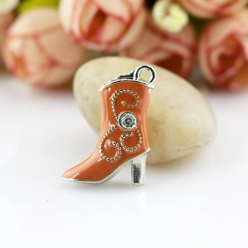 

50pcs Orange High heeled Boots Shape Charms Pendants For DIY Jewelry Making European style fashion Charms