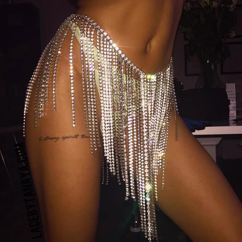 Женская мини юбка с металлическими кристаллами и бахромой блестящая женская