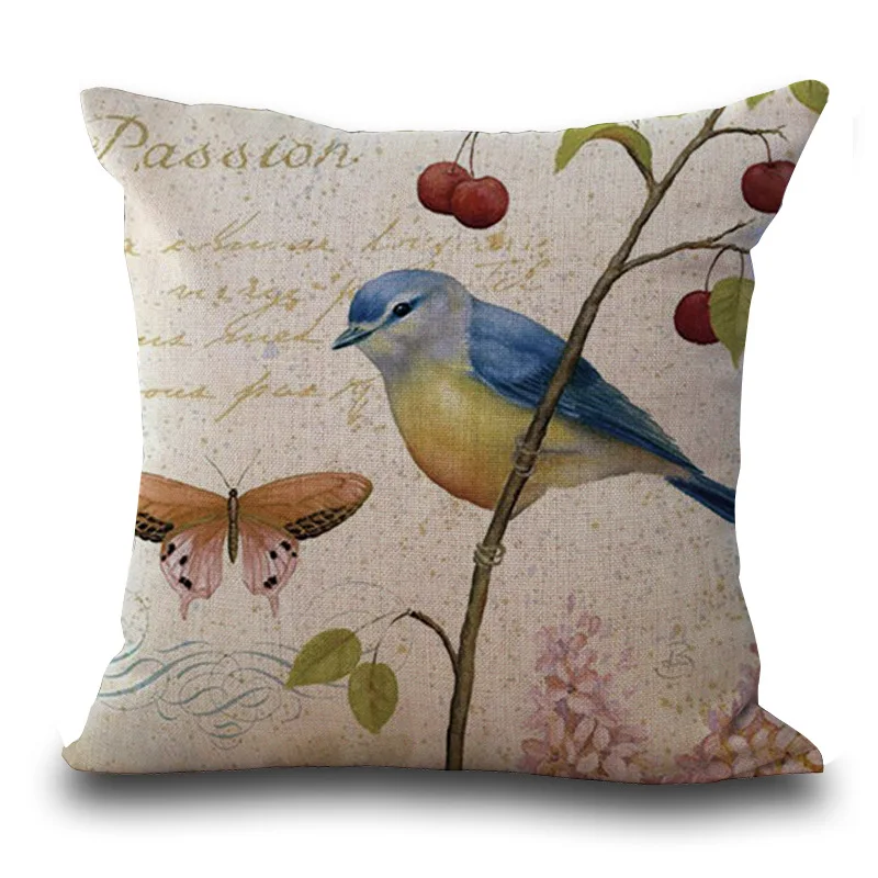 

Cushion Cover Cotton Linen Decorative Pillowcase Chair Seat Square 45x45cm Pillow Cover Bird Skull Cat Dog In Stock