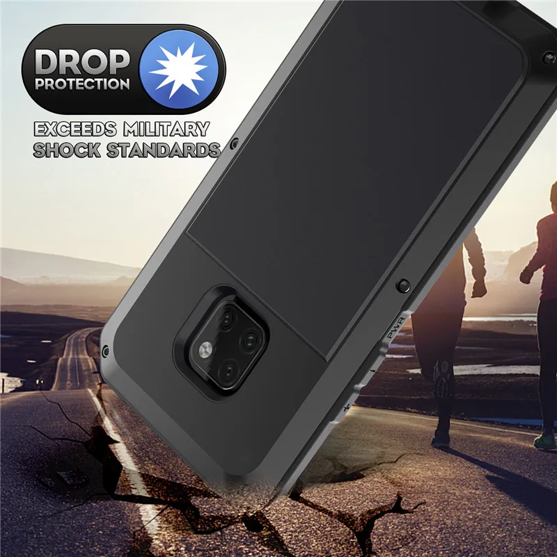 Металлический+ силиконовый сверхпрочный защитный чехол для телефона huawei P30 mate 20 Pro Алюминиевый водонепроницаемый противоударный чехол