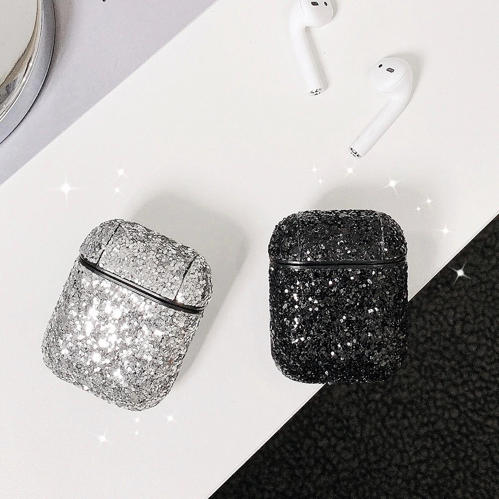 Роскошный блестящий чехол для Apple Airpods благородный элегантный блестящий чехол для девочки Bluetooth беспроводной защитный чехол для наушников сумки