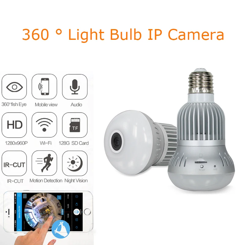Камера BabyKam с лампочкой IP Fisheye 960P 360 градусов полным обзором CCTV VR камера 1.3MP для
