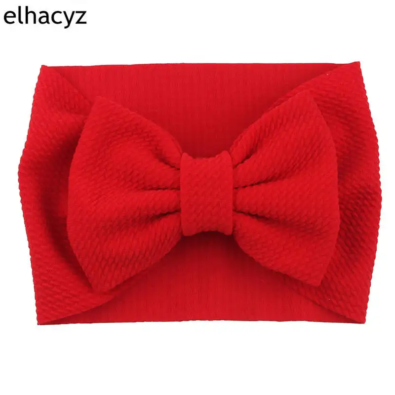 New Arrival Turban Popular 5'' Big Hair Bow Headband For Girls Headwrap Textured Fabric Elastic Kids DIY Hair Accessories
