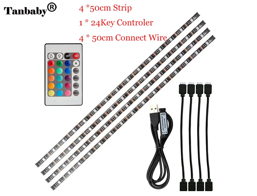 2 м ТВ СВЕТОДИОДНЫЙ светильник RGB DC5V USB лампа SMD 5050 водонепроницаемый гибкий светодиодный светильник с пультом дистанционного управления для ТВ подсветки