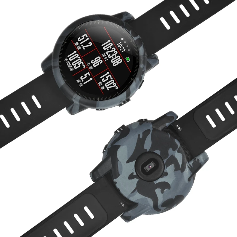 YUEDAER мягкий камуфляжный чехол для Xiaomi Amazfit Stratos 2 Чехол Защита ударопрочный чехол Мягкий Силиконовый ТПУ Amy зеленый серый синий