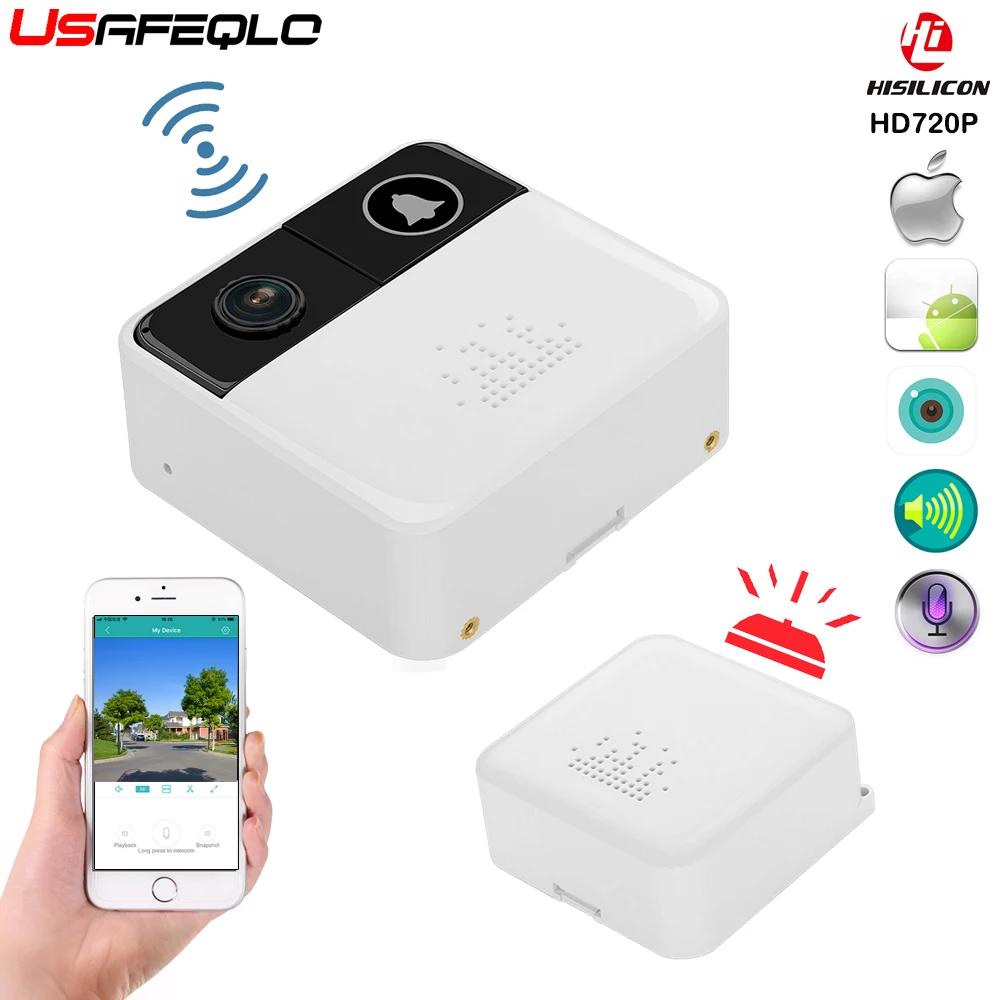USAFEQLO 720P HD беспроводной WIFI дверной звонок батарея дверная камера двухсторонняя
