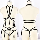 Комплект эротического нижнего белья в стиле панк для Готический организм, трусики-Бралетт, стринги с кисточками