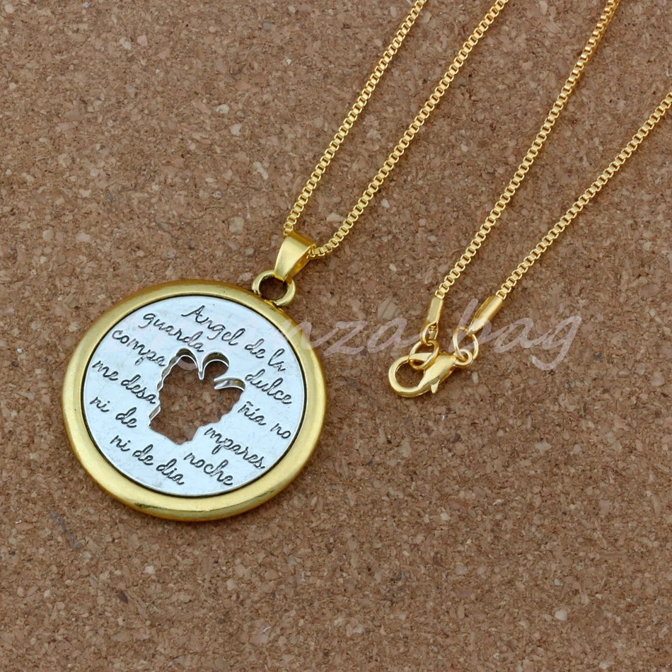

1pcs Two-Tone Angel De Li Guanda Dulce charm Pendant Necklaces Jewelry DIY 23.6 inches Chains Men / women necklace A-358d