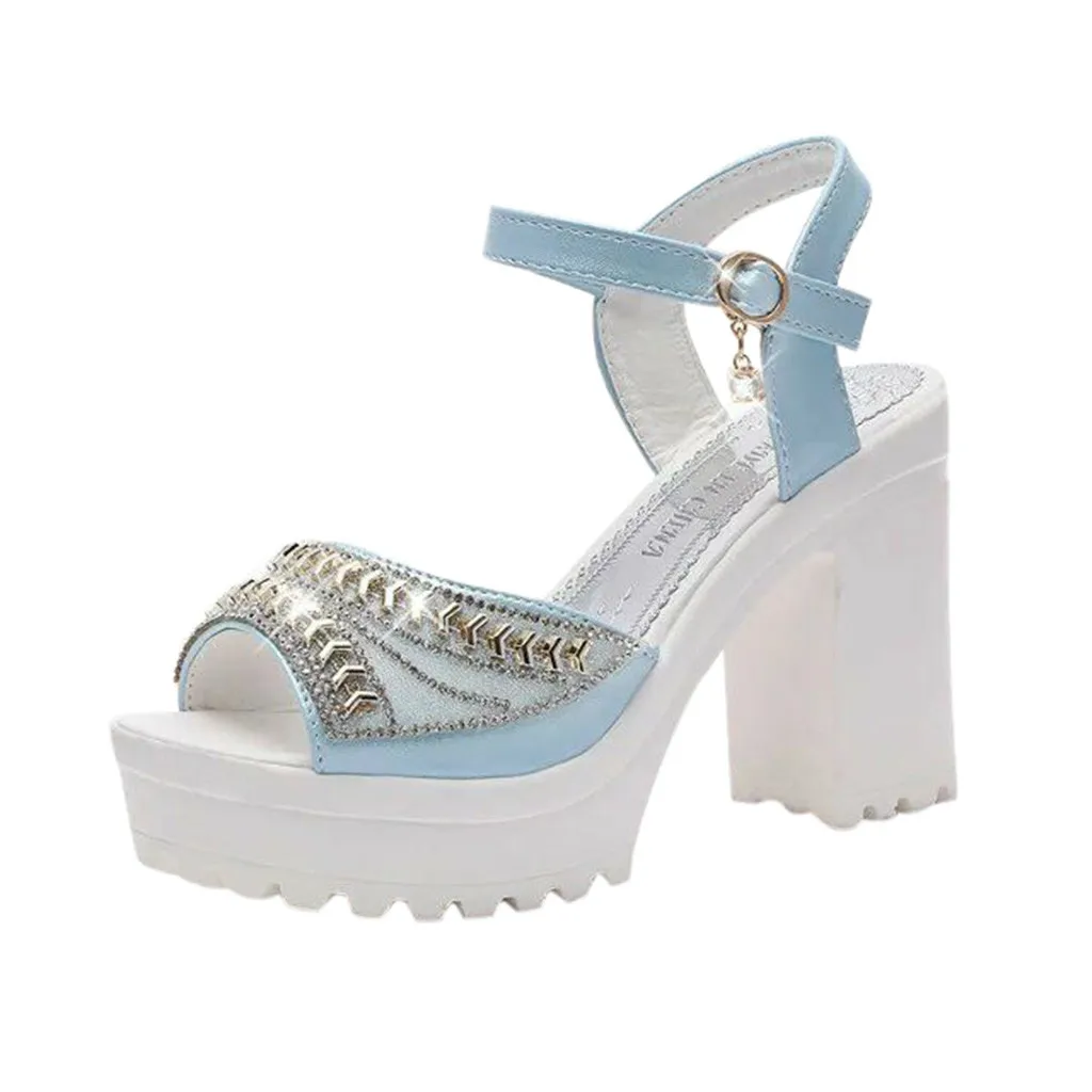 SAGACE/женские босоножки на высоком толстом каблуке с пряжкой и открытым носком со