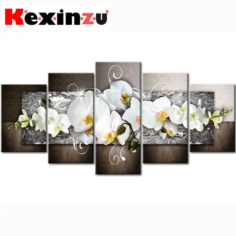 

5pcs Full Square/Round Drill 5D DIY Diamond Painting Cross Stitch"Flower Home" Multi-picture Combination Embroidery Decor Home k