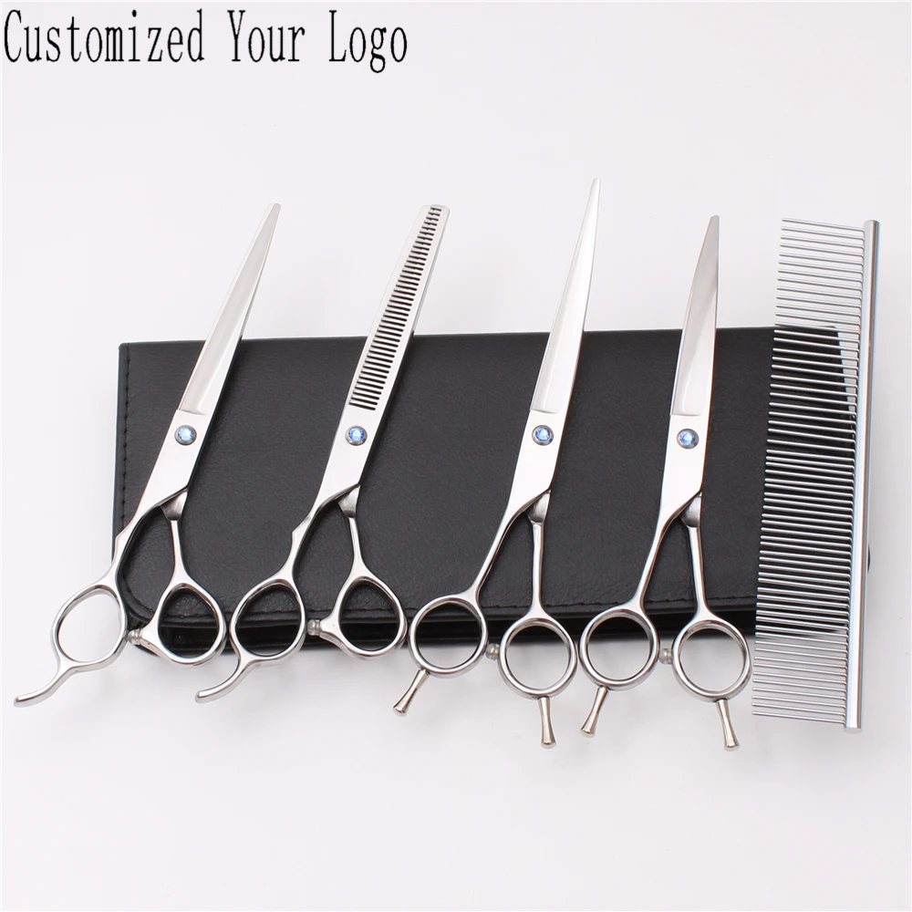 

C3006 Left-Hand Suit 7" Engraving Logo 440C Grooming For Dogs UP&Down Curved Shears Cutting Shears Thinning Scissors Pets Shears