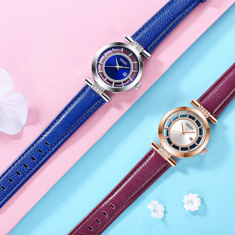 Женские часы-браслет OUBAOER роскошный бренд Montre Femme кожаный ремешок кварцевые часы модные женские часы Relogio Feminino