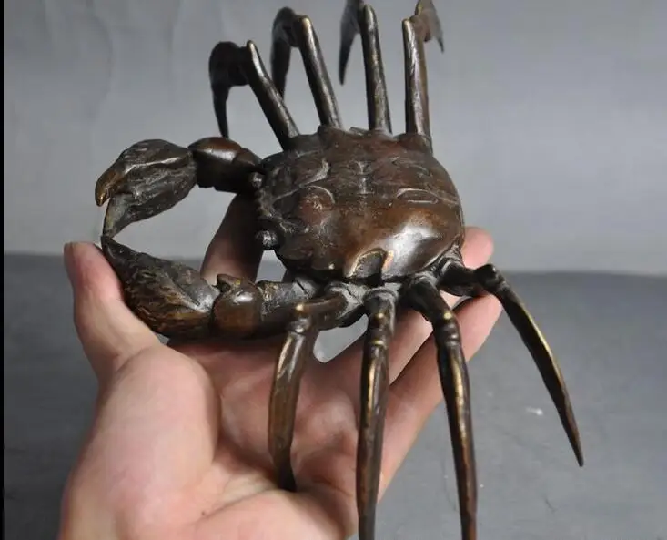 Старый китайский фэншуй бронза благоприятный Краб Крабы животных восемь Fang