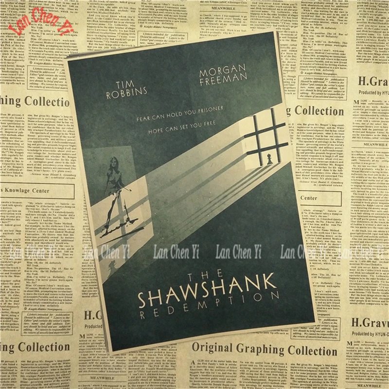 Несколько наград классический фильм Shawshank Redemption Ностальгический матовый крафт-бумага плакат - Цвет: Небесно-голубой