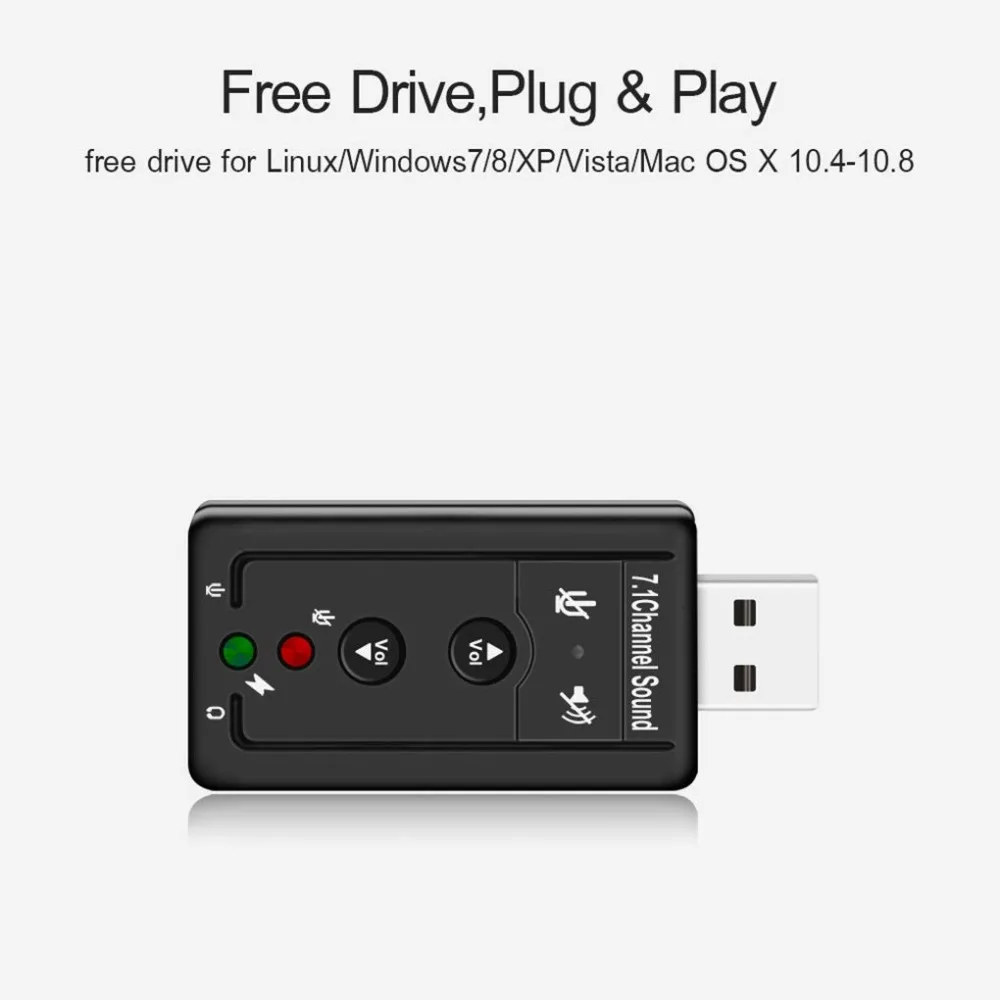 AMKLE внешняя звуковая карта USB 7 1 канал 3D аудио адаптер 3 5 мм гарнитура микрофон