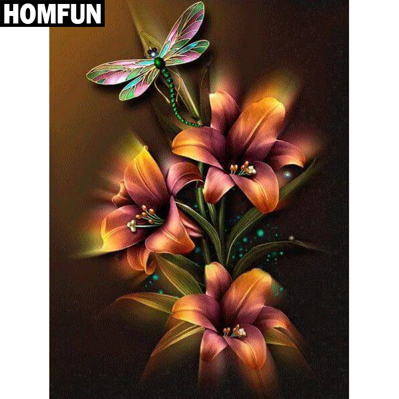 Алмазная 5D Вышивка HOMFUN стрекоза картина сделай сам с полными