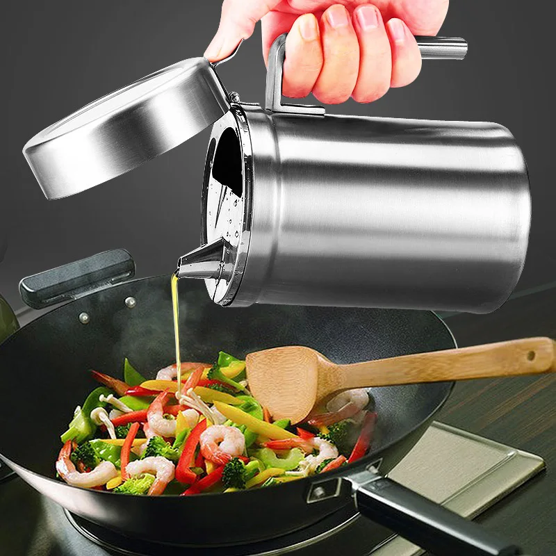 

Kitchen Dinnerware Gravy Boats 304 Stainless Steel Leakproof Olive Oil Sprayer Refillable Oil Bottle Kettle With Cover