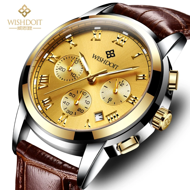 Wishdoit большой циферблат повседневная литер смотреть мужчины luxury brand кварцевые