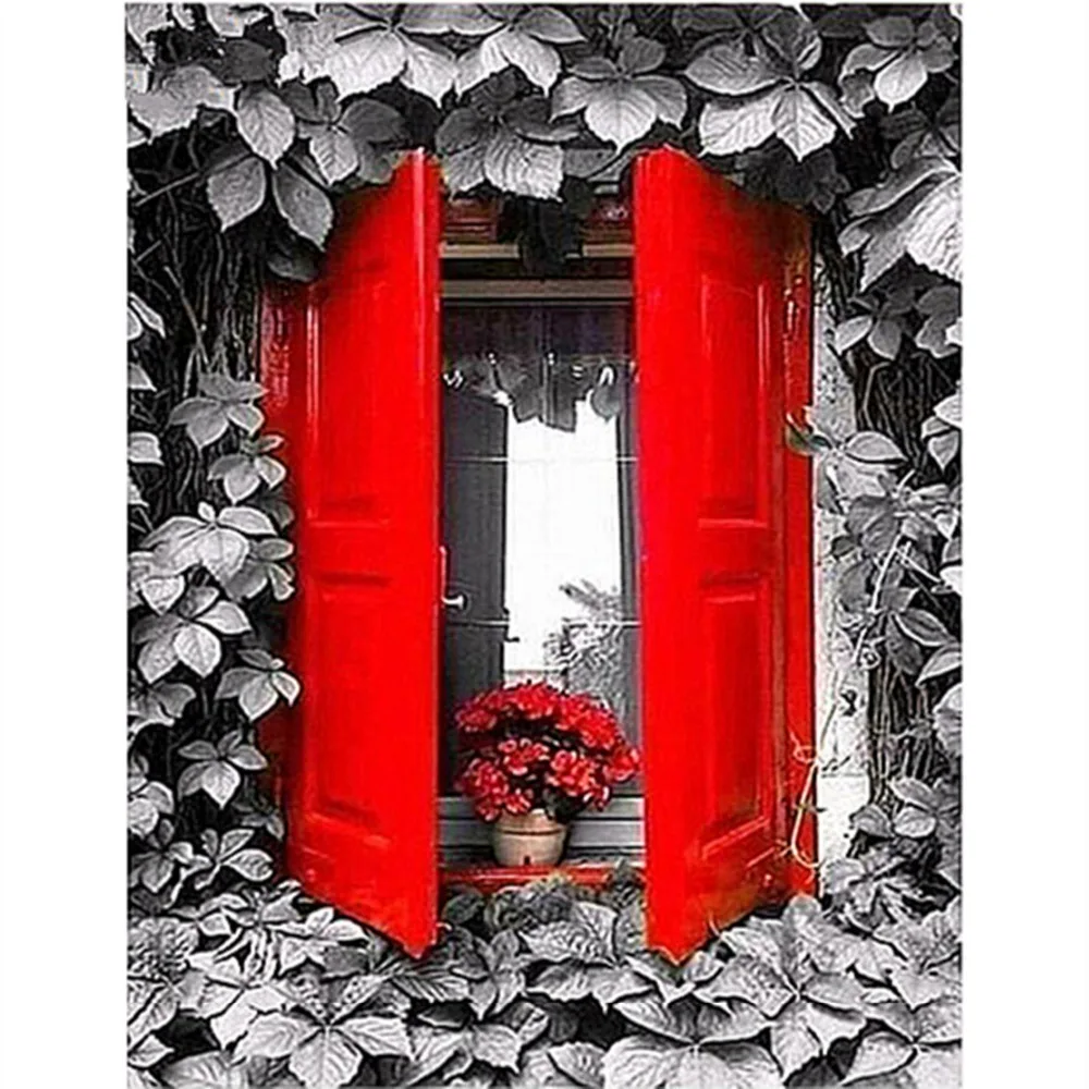 Diy 5d алмазов картина вышивки крестом Art Картины серый Листья двери Алмазная