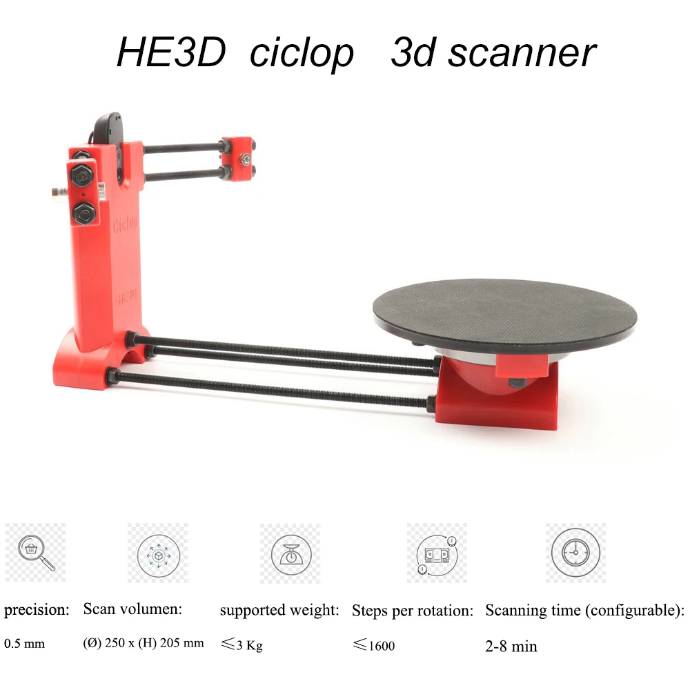 HE3D с открытым исходным кодом лазерное DIY 3d сканер комплект для 3D принтера, logitech C270 HD веб-камера, поддержка, больше скидка
