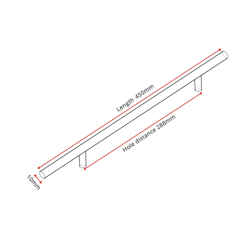 288mm KAK "~ 20" Золотая кухонная дверь Т-образная прямая ручка ручки для шкафа диаметр 10 мм ручки из нержавеющей стали Мебельная ручка - Цвет: 288mm