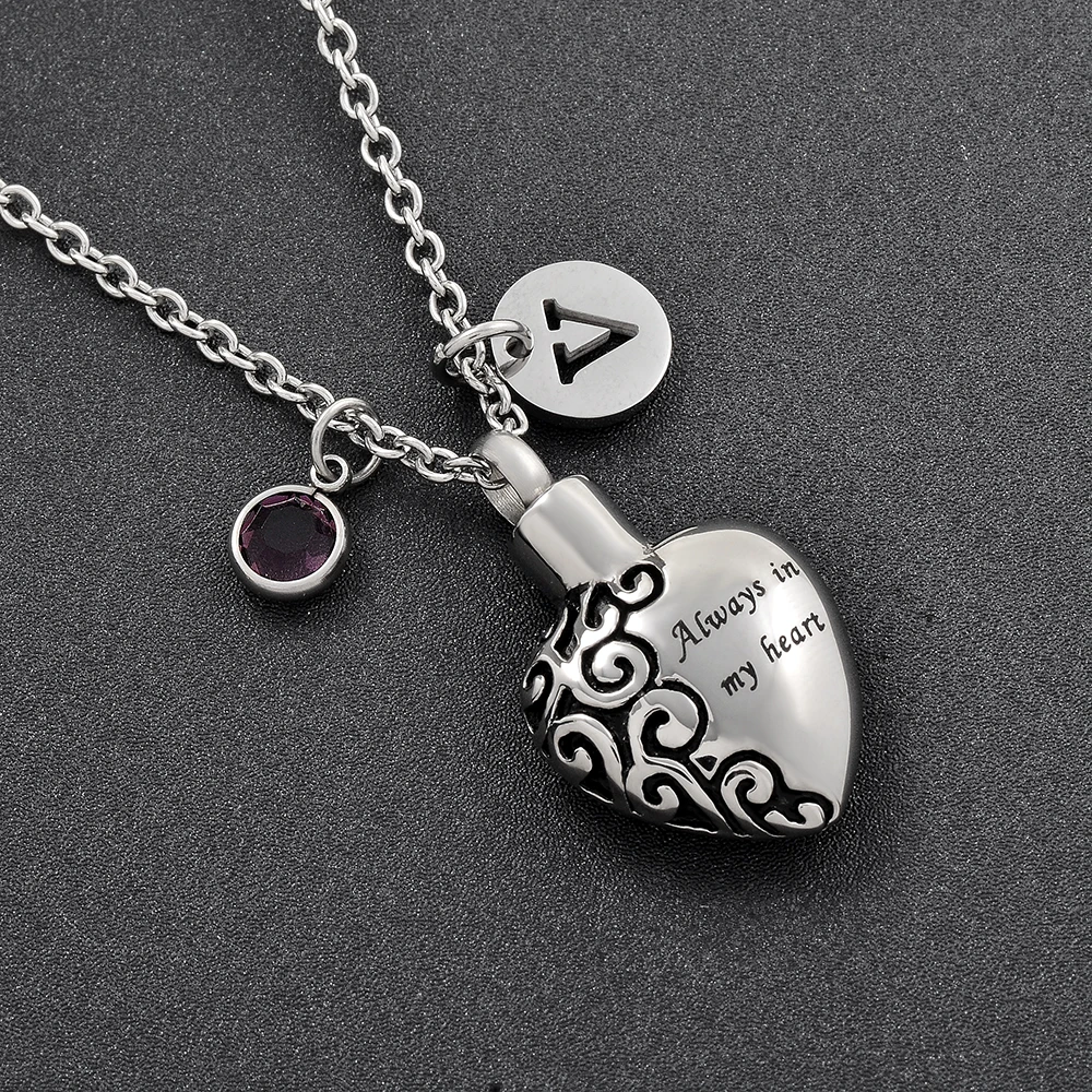 

'Always in My Heart' Beautiful in Colors DIY Stainless Steel Memorial Ash Keepsake Cremation Jewelry Pendant Necklace Women