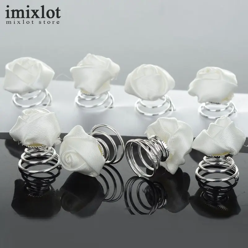 Imixlot 24 шт./лот принцесса белая роза цветок Заколки для волос swirl спиральные