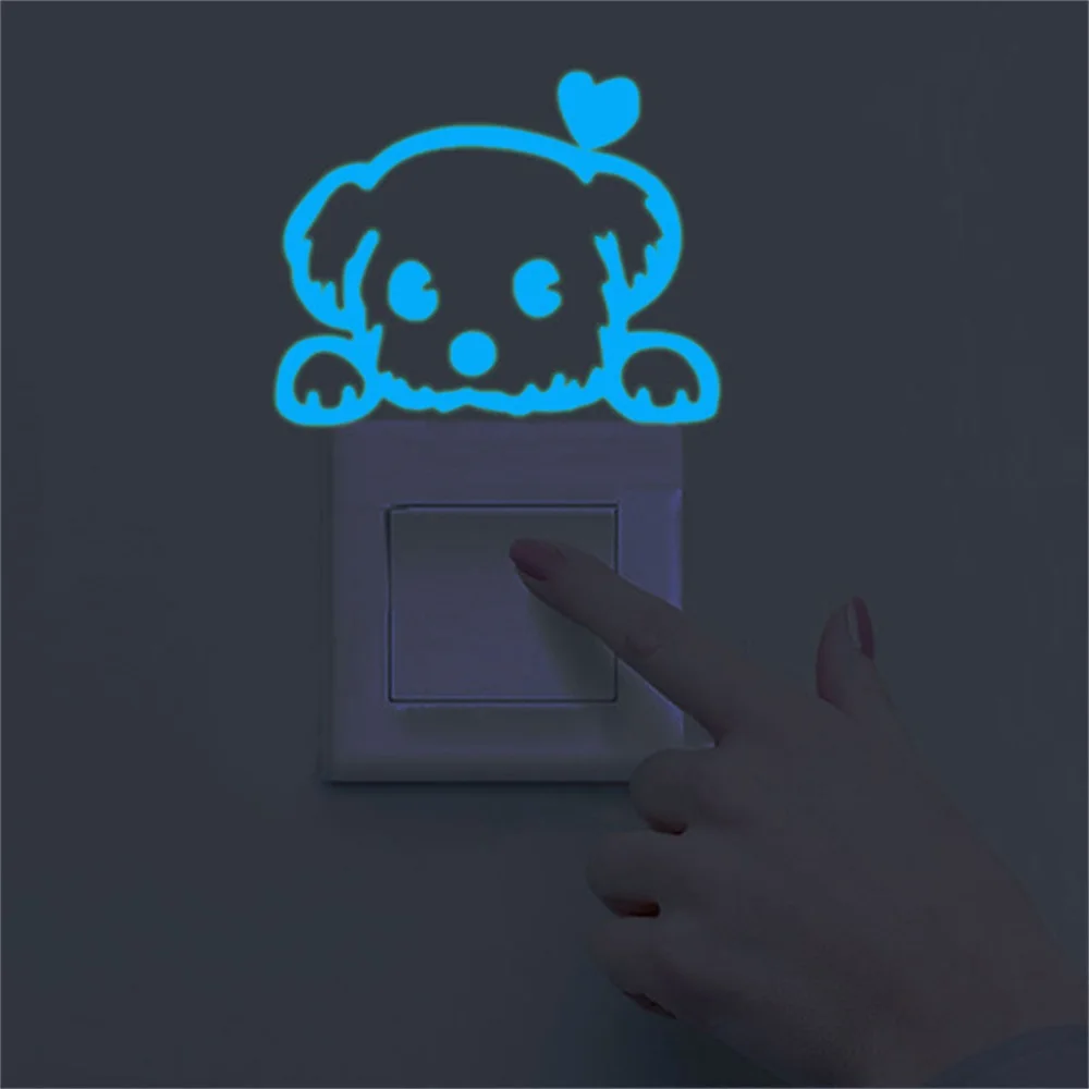 GLOWK019 Lumos NOX светится в темноте переключатель наклейка звезда кошка Светящиеся Настенные наклейки синий Ангел наклейка на выключатель панда детская комната Домашний декор - Цвет: GLOWK019