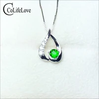 simple silver heart pendant for party 4 mm vvs diopisde necklace pendant solid 925 silver diopside fine jewelry