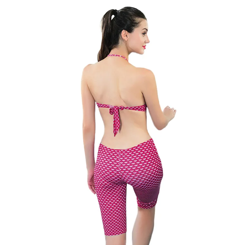 

Three Pieces New Style Women Asymmetric Long Leg Shorts Swimwear Mermaid Swimsuit Push Up Bikinis Set Long and Short Boyshorts