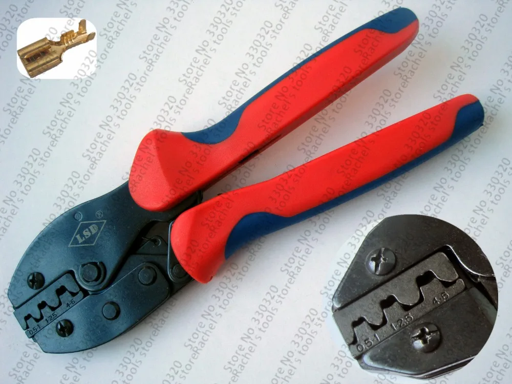 Обжимной инструмент с храповым механизмом для открытых цилиндрических клемм