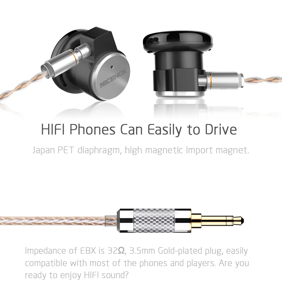 NICEHCK EBX ушные крючки вкладыши металлические наушники HiFi 14,8 мм Динамический драйвер NICEHCK флагманский наушник со съемным разъемом MMCX кабель