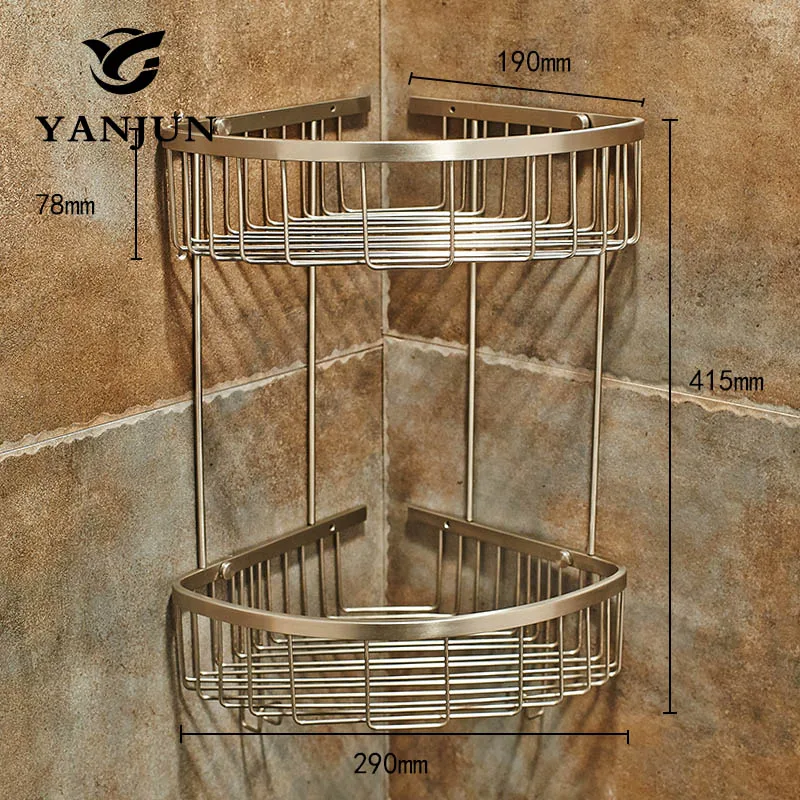 Yanjun 304 Нержавеющая сталь матовая угловая полка для душа Caddy аккуратный держатель для ванной комнаты Аксессуары для ванной комнаты YJ-7522
