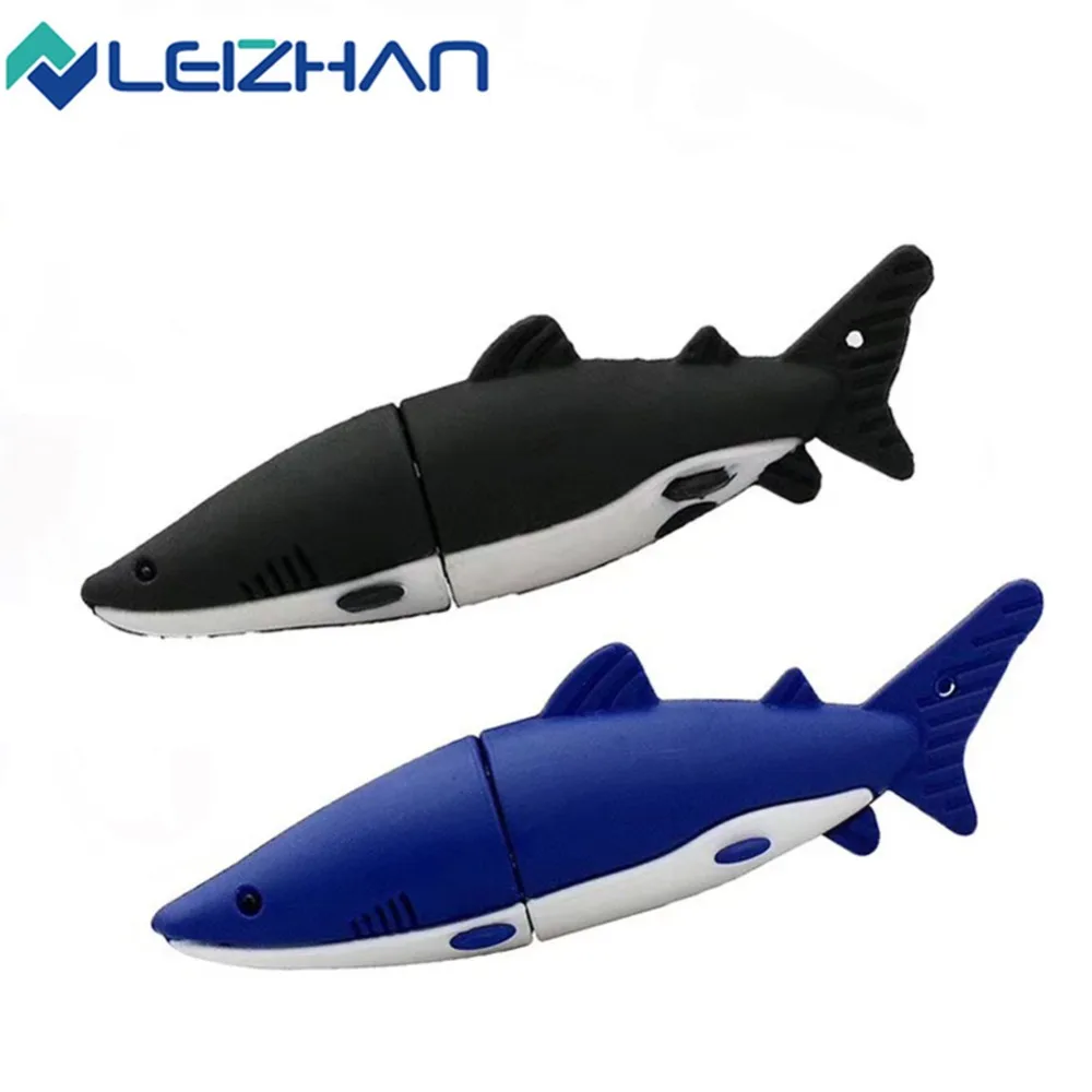 LEIZHAN shark thumb drive Забавный usb флеш накопитель u disk animal pendrive 64 ГБ 32 16 8 4 студенческий