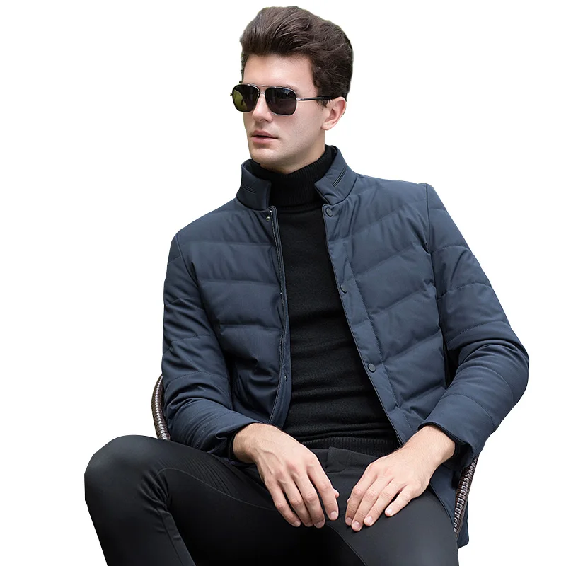 2017 White Duck Down Men's Winter Jacket Ultralight Casual Outerwear Snow Warm Stand Collar Brand Coat Hornor Shiny | Мужская одежда