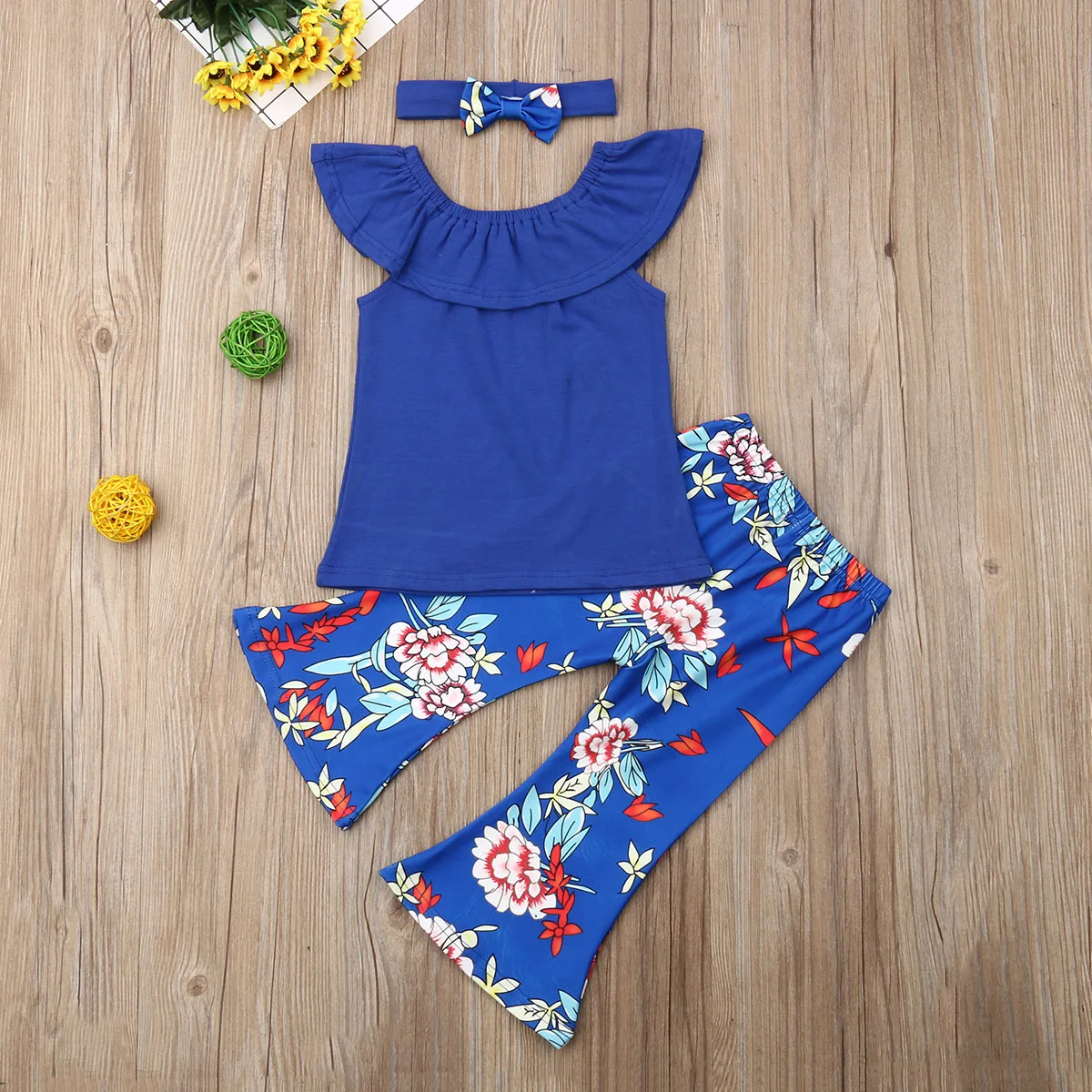 Лидер продаж Детская футболка для маленьких девочек топ + штаны с вырезами