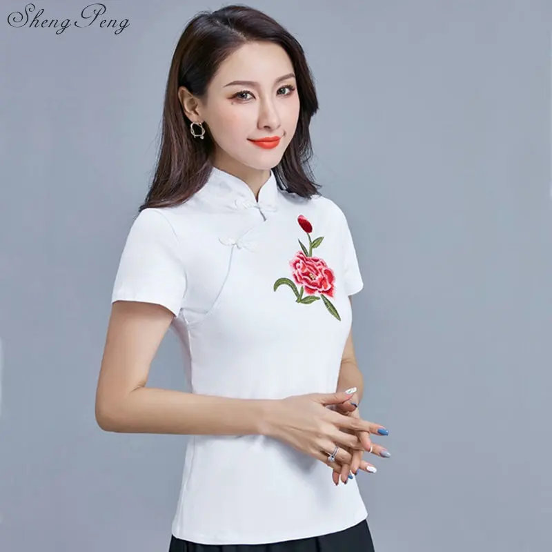 Элегантный Ретро Китайский Женский Cheongsam топы Вышитые Печатные Топы Ципао