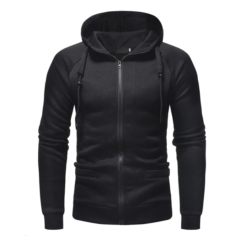 Plus Size Men's Hoodies Tracksuit 2018 Autumn Winter Drawstring Pocket Hooded Sweatshirt Long Sleeve Zip Slim Coat Male Jacket | Мужская